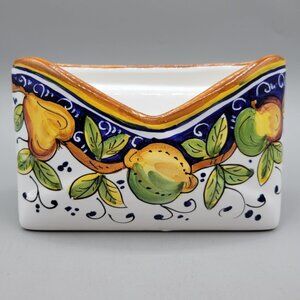 Hand Painted Italian Ceramic Envelope Shaped Mail Holder From Deruta Italy